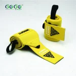 Power & Thunder Weightlifting Wrist Wraps – Military Green with Gold Triangle Logo - Image 3