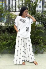 Two-Piece Co-ord Set with Loose Top and Palazzo Pants