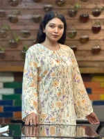 Cream Multi-Floral Print Tie-Neck Kurta