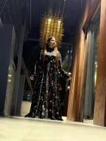 Black Floral Print Long Sleeve Maxi Dress - Image 3